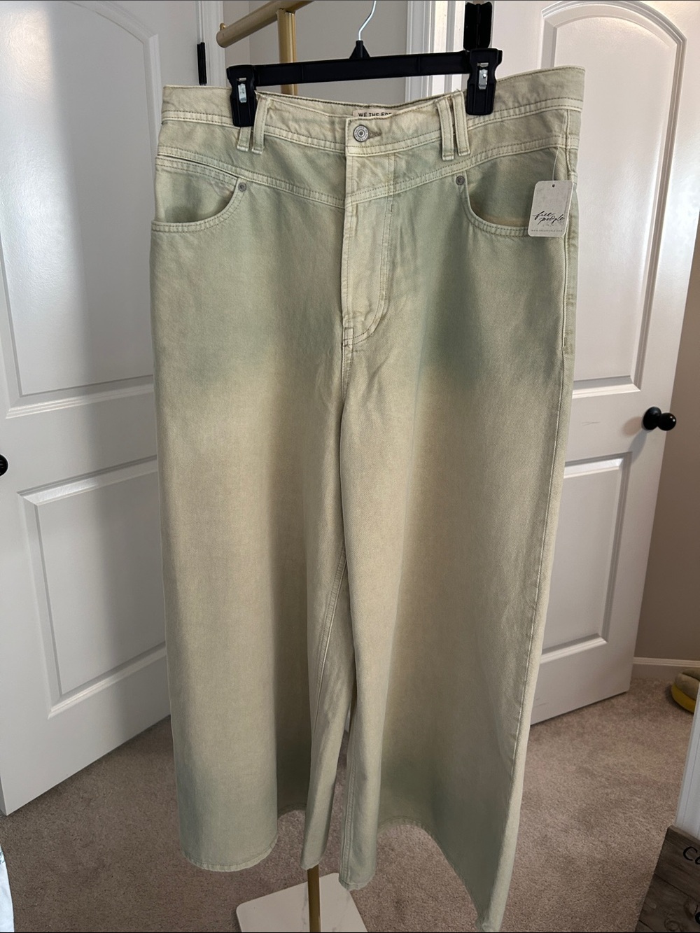 We The Free Give and Take Extra Baggy Wide Leg Jeans in Faded Sage Green